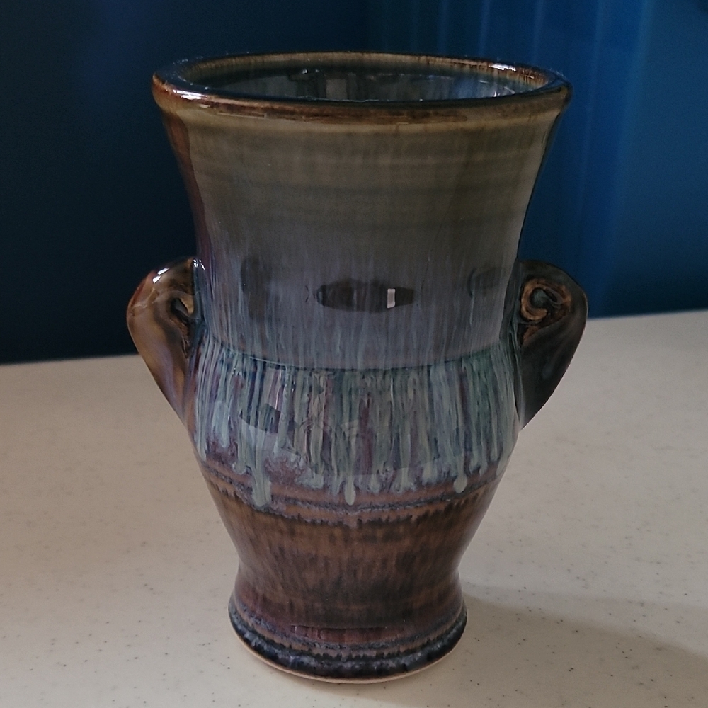 Handcrafted Ceramic Vase with Dual Handles